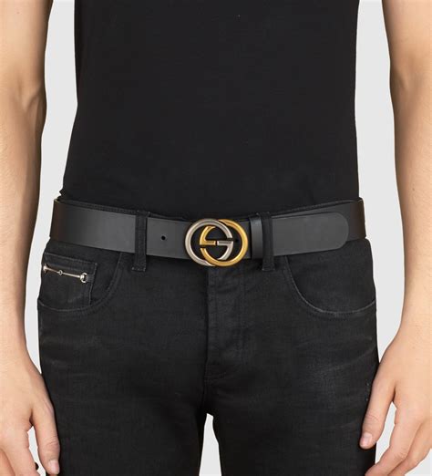 gucci black leather belt women